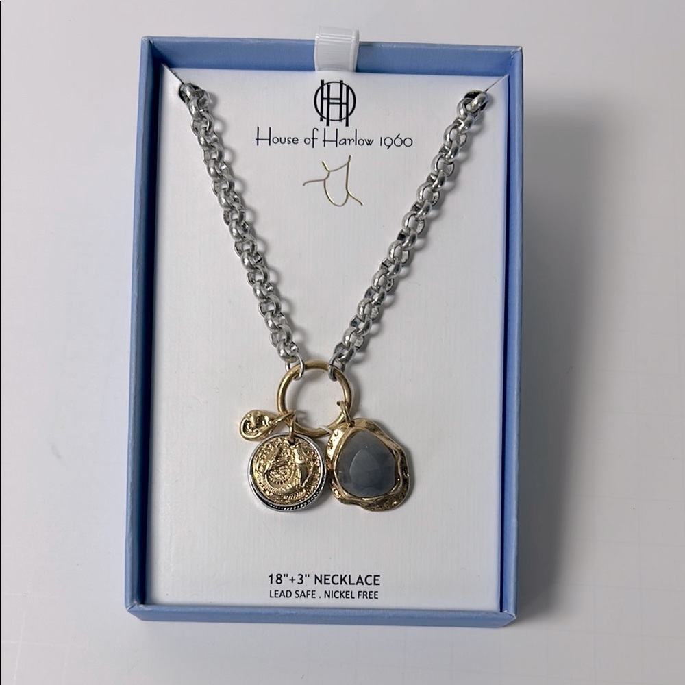 House of Harlow 1960 Dual Pendant Necklace in Gold and Silver